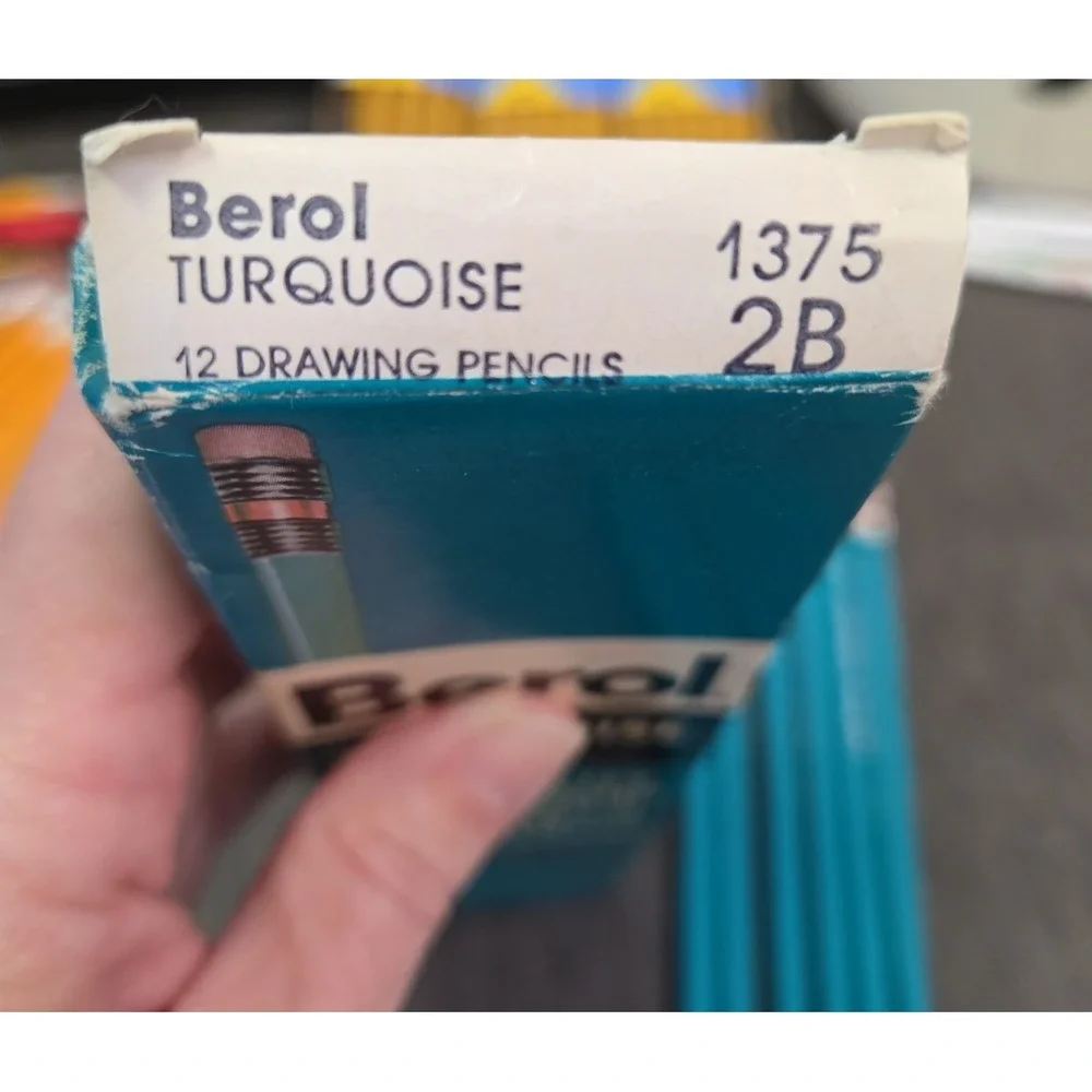 Berol Turquoise Quality Drawing Pencils with Erasers (6) 1375 2B Vintage New